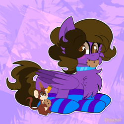 Size: 2000x2000 | Tagged: safe, artist:saveraedae, imported from derpibooru, oc, oc only, oc:hannah rainboom, pegasus, pony, chest fluff, clothes, collar, commission, cookie, female, food, mare, socks, solo, striped socks