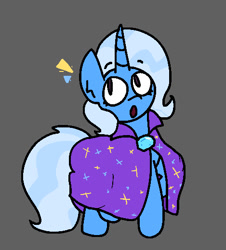 Size: 469x518 | Tagged: safe, artist:iron234, imported from derpibooru, trixie, pony, unicorn, cape, clothes, cute, eyes open, female, gem, gray background, mare, open mouth, simple background, solo
