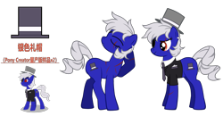 Size: 6744x3507 | Tagged: safe, artist:equestria secret guard, imported from derpibooru, oc, oc only, oc:miss yin, oc:银小姐, earth pony, pony, pony creator, chinese, clothes, earth pony oc, eye scar, facial scar, female, mare, scar, scared, simple background, solo, transparent background