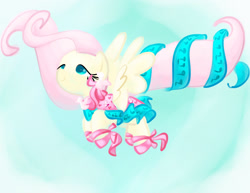 Size: 1400x1080 | Tagged: safe, artist:andromedasparkz, imported from derpibooru, fluttershy, pegasus, clothes, female, flying, mare, solo, spread wings, wings