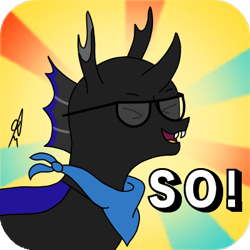 Size: 400x400 | Tagged: safe, artist:alejandrogmj, derpibooru exclusive, imported from derpibooru, oc, oc:alejandrogmj, changeling, changeling oc, meme