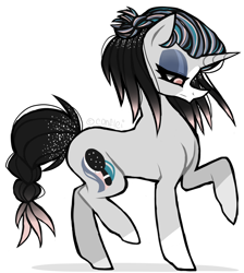 Size: 1890x2114 | Tagged: safe, artist:conflei, imported from derpibooru, oc, oc only, pony, unicorn, bedroom eyes, coat markings, eyelashes, female, horn, makeup, mare, raised hoof, simple background, socks (coat markings), solo, transparent background, unicorn oc