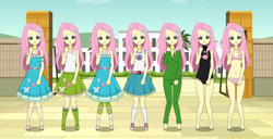 Size: 1251x639 | Tagged: safe, imported from twibooru, fluttershy, human, equestria girls, boots, clothes, high heel boots, humanized, image, kisekae, needs more jpeg, shoes, solo