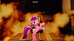 Size: 3840x2160 | Tagged: safe, imported from derpibooru, amethyst star, sparkler, pony, unicorn, /mlp/ tf2 general, 3d, angry, bomb, explosion, female, fire, mare, payload, solo, source filmmaker, team fortress 2, weapon