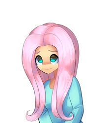 Size: 859x974 | Tagged: safe, artist:andromedasparkz, imported from derpibooru, fluttershy, human, humanized, simple background, solo, white background