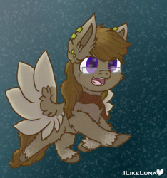 Size: 494x527 | Tagged: safe, artist:ilikeluna, imported from derpibooru, oc, oc only, oc:cookie stamps, pegasus, pony, ear piercing, earring, glasses, jewelry, open mouth, piercing, snow, solo