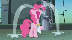 Size: 2560x1440 | Tagged: safe, imported from derpibooru, screencap, pinkie pie, earth pony, pony, friendship is magic, castle of the royal pony sisters, crying, cute, element of laughter, eyes closed, female, ocular gushers, open mouth, pinkie cry, solo, tissue