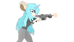 Size: 3840x2160 | Tagged: safe, artist:straighttothepointstudio, imported from derpibooru, oc, oc only, anthro, unicorn, angry, anthro oc, assault rifle, clothes, digital art, ear fluff, female, g5, gears of war, gritted teeth, gun, long hair, magic, rifle, simple background, solo, teeth, transparent background, visor, weapon