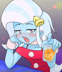 Size: 640x740 | Tagged: safe, artist:batipin, imported from derpibooru, trixie, human, equestria girls, alcohol, christmas, drunk, drunk trixie, female, holiday, open mouth, solo