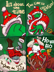 Size: 3000x4000 | Tagged: safe, artist:ja0822ck, imported from derpibooru, oc, oc:anon, human, pony, christmas, clothes, costume, hat, holiday, ponified, santa costume, santa hat