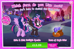 Size: 1964x1300 | Tagged: safe, imported from derpibooru, twilight sparkle, alicorn, kirin, nirik, winged kirin, advertisement, cloven hooves, costs real money, duality, english, fangs, female, fire, gameloft, horn, kirin twilight, kirin-ified, magic coins, mane of fire, mobile game, my little pony: magic princess, numbers, official, sale, solo, solo focus, species swap, spread wings, text, twilight sparkle (alicorn), wings