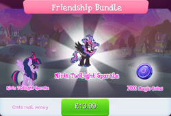 Size: 1267x857 | Tagged: safe, imported from derpibooru, twilight sparkle, alicorn, kirin, nirik, winged kirin, bundle, cloven hooves, costs real money, duality, english, fangs, female, fire, gameloft, horn, kirin twilight, kirin-ified, magic coins, mane of fire, mobile game, my little pony: magic princess, numbers, official, sale, solo, solo focus, species swap, spread wings, text, twilight sparkle (alicorn), wings