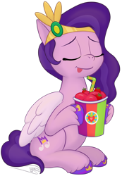 Size: 1610x2333 | Tagged: safe, artist:soctavia, imported from derpibooru, pipp petals, pegasus, pony, spoiler:g5, spoiler:my little pony: tell your tale, spoiler:tyts01e41, a day in the life, adorapipp, chubby, cute, drinking, eyes closed, female, g5, mare, my little pony: tell your tale, simple background, smiling, smoothie, solo, tongue out, transparent background