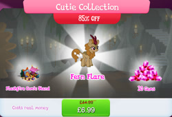 Size: 1261x856 | Tagged: safe, imported from derpibooru, fern flare, flashfire, kirin, bundle, bush, cloven hooves, comic book, costs real money, english, female, gameloft, gem, horn, mobile game, my little pony: magic princess, numbers, official, pencil, sale, solo, solo focus, text