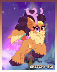 Size: 2700x3400 | Tagged: safe, artist:snakeythingy, imported from derpibooru, saffron masala, deer, reindeer, best gift ever, christmas, fluffy, holiday, reindeerified, song in the description, species swap