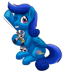 Size: 1950x2160 | Tagged: safe, artist:stellardust, derpibooru exclusive, imported from derpibooru, zecora, oc, oc:cozy cloud, pegasus, pony, male, pegasus oc, plushie, simple background, sitting, smiling, solo, stallion, transparent background, waving