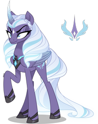 Size: 3146x4000 | Tagged: safe, artist:orin331, imported from derpibooru, opaline arcana, alicorn, pony, spoiler:g5, spoiler:my little pony: make your mark, alicorn amulet, colored wings, curved horn, eyebrows, eyeshadow, female, folded wings, g4, g5, g5 to g4, generation leap, gradient wings, high res, horn, jewelry, lidded eyes, makeup, mare, raised hoof, redesign, regalia, shadow, simple background, smiling, smirk, smug, solo, transparent background, wings