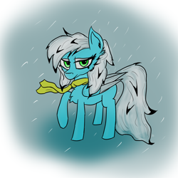 Size: 4000x4000 | Tagged: safe, artist:pfych0, oc, oc only, oc:winter storm, pegasus, pony, absurd resolution, chest fluff, clothes, female, folded wings, looking at you, mare, raised hoof, scarf, snow, snowfall, solo, two toned wings, wings