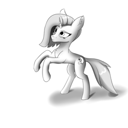 Size: 3200x3200 | Tagged: safe, artist:pfych0, trixie, pony, unicorn, chest fluff, ear fluff, female, horn, mare, monochrome, rearing, solo