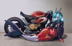 Size: 4961x3170 | Tagged: safe, artist:龙宠, imported from derpibooru, oc, oc:shanher, anthro, dragon, mermaid, dragoness, female, latex, latex suit, solo