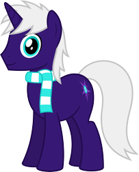 Size: 4000x4928 | Tagged: safe, artist:parclytaxel, imported from derpibooru, oc, oc only, oc:night blaze, pony, unicorn, derpibooru community collaboration, .svg available, 2023 community collab, absurd resolution, clothes, commission, looking at you, male, scarf, simple background, smiling, solo, stallion, striped scarf, transparent background, vector