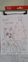 Size: 1816x4032 | Tagged: safe, artist:mlp_tib, imported from derpibooru, oc, oc only, pony, unicorn, christmas, g5, holiday, lined paper, my little pony: tell your tale, solo, traditional art