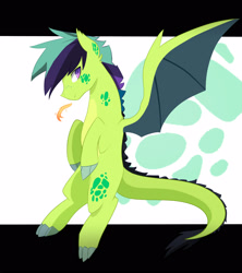 Size: 2220x2500 | Tagged: safe, artist:kraytt-05, imported from derpibooru, oc, oc only, dracony, hybrid, fire, fire breath, interspecies offspring, male, offspring, parent:rarity, parent:spike, parents:sparity, solo, spread wings, wings