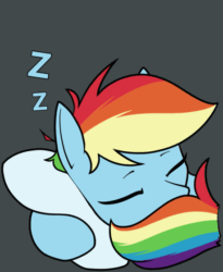 Size: 459x560 | Tagged: safe, artist:dacaoo, imported from derpibooru, rainbow dash, pegasus, pony, animated, eyes closed, gif, gray background, onomatopoeia, simple background, sleeping, sleepydash, solo, sound effects, zzz