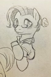 Size: 2268x3398 | Tagged: safe, artist:tulidewo, imported from derpibooru, doctor whooves, time turner, earth pony, pony, bust, fifth doctor, glasses, ponytail, sketch, solo, traditional art