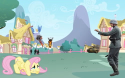 Size: 1280x800 | Tagged: safe, imported from derpibooru, fluttershy, human, pegasus, fear, military, nazi, photoshop