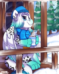 Size: 2100x2600 | Tagged: safe, artist:shadowreindeer, imported from derpibooru, oc, oc:cold front, pony, clothes, commission, scarf, wings, winter