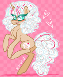 Size: 1280x1566 | Tagged: safe, artist:conflei, imported from derpibooru, oc, oc only, pony, unicorn, eyelashes, female, horn, mare, rearing, smiling, solo, unicorn oc