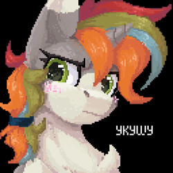 Size: 1024x1024 | Tagged: safe, artist:dorkmark, imported from derpibooru, oc, oc:marshroomflaff, pony, unicorn, bust, pixel art, portrait, solo