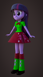 Size: 1080x1920 | Tagged: safe, artist:palmman529, imported from derpibooru, twilight sparkle, human, equestria girls, 3d, boots, christmas, female, holiday, merry christmas, shoes, solo