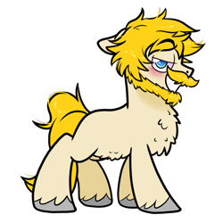 Size: 1300x1300 | Tagged: safe, artist:paperbagpony, imported from derpibooru, oc, oc only, oc:ulysses dorian, pony, derpibooru community collaboration, 2023 community collab, beard, blushing, chest fluff, facial hair, moustache, simple background, solo, transparent background, unshorn fetlocks