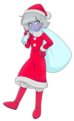 Size: 1124x1833 | Tagged: safe, alternate version, artist:batipin, imported from derpibooru, limestone pie, human, equestria girls, breasts, christmas, clothes, costume, equestria girls-ified, female, gloves, hat, holiday, santa costume, santa hat, shoes, simple background, solo, transparent background