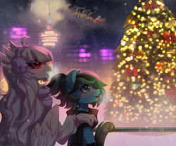 Size: 1280x1067 | Tagged: safe, artist:astralblues, imported from derpibooru, oc, oc only, deer, earth pony, human, pony, reindeer, santa claus