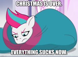 Size: 683x500 | Tagged: safe, edit, edited screencap, imported from derpibooru, screencap, zipp storm, pegasus, pony, spoiler:g5, spoiler:my little pony: tell your tale, spoiler:tyts01e41, a day in the life, blanket burrito, caption, female, frown, g5, image macro, mare, meme, my little pony: tell your tale, solo, text, unamused, zipp storm is not amused