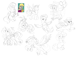 Size: 8000x6000 | Tagged: safe, artist:wownamesarehard, derpibooru exclusive, imported from derpibooru, derpy hooves, discord, fluttershy, philomena, pinkie pie, princess celestia, sunny starscout, twilight sparkle, zipp storm, alicorn, draconequus, earth pony, pegasus, phoenix, pony, my little pony: pony life, the last problem, spoiler:g5, spoiler:my little pony: a new generation, spoiler:my little pony: tell your tale, spoiler:pony life s02e03, clothes, crystal, dress, earth pony crystal, female, g4, g4.5, g5, group, high res, male, mare, monochrome, musical instrument, my little pony: a new generation, my little pony: tell your tale, older, older twilight, pegasus crystal, princess twilight 2.0, race swap, saxophone, screencap reference, simple background, sketch, sketch dump, sunnycorn, the comet section, twilight sparkle (alicorn), unicorn crystal, unity crystals, white background, windy (g5)