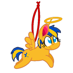 Size: 500x500 | Tagged: safe, artist:mlpfan3991, imported from derpibooru, oc, oc only, oc:flare spark, pegasus, pony, christmas, cute, halo, holiday, ornament, simple background, smiling, solo, transparent background