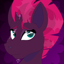 Size: 1500x1500 | Tagged: safe, artist:dsstoner, imported from derpibooru, tempest shadow, pony, unicorn, broken horn, bust, female, horn, mare, portrait, solo