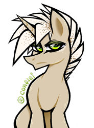 Size: 972x1321 | Tagged: safe, artist:conflei, imported from derpibooru, oc, oc only, pony, unicorn, bags under eyes, frown, horn, male, simple background, solo, stallion, transparent background, unicorn oc