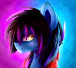Size: 829x739 | Tagged: safe, artist:prettyshinegp, imported from derpibooru, oc, oc only, earth pony, pony, abstract background, blushing, bust, earth pony oc, female, mare, solo