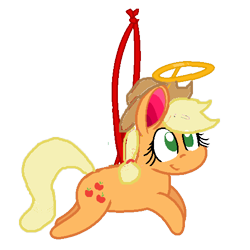 Size: 500x500 | Tagged: safe, artist:mlpfan3991, imported from derpibooru, applejack, earth pony, christmas, cowboy hat, female, halo, hat, holiday, ornament, simple background, smiling, solo, transparent background