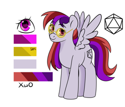 Size: 3500x3000 | Tagged: safe, artist:xwosya, imported from derpibooru, oc, oc:xwosya, pegasus, female, glasses, pink eyes, ponysona, reference sheet, round glasses, simple background, smiling, spread wings, standing, white background, wings
