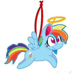 Size: 500x500 | Tagged: safe, artist:mlpfan3991, imported from derpibooru, rainbow dash, pegasus, pony, christmas, female, halo, holiday, ornament, simple background, smiling, solo, transparent background