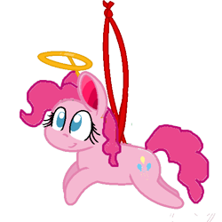 Size: 500x500 | Tagged: safe, artist:mlpfan3991, imported from derpibooru, pinkie pie, earth pony, pony, christmas, female, halo, holiday, ornament, simple background, smiling, solo