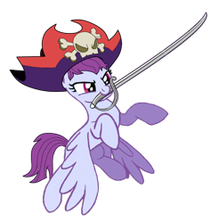 Size: 676x691 | Tagged: safe, artist:discordant creations, imported from derpibooru, oc, oc only, oc:risky hooves, pegasus, pony, clothes, cosplay, costume, female, flying, hat, mare, mouth hold, pegasus oc, pirate, pirate hat, risky boots, secret santa, shantae, simple background, solo, sword, transparent background, weapon