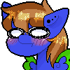 Size: 100x100 | Tagged: safe, artist:vintage-owll, imported from derpibooru, oc, oc only, oc:bluebook, pegasus, pony, blushing, colored wings, ear piercing, earring, female, gift art, jewelry, mare, pegasus oc, piercing, pixel art, simple background, solo, transparent background, two toned mane, white eyes, wings