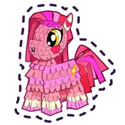 Size: 512x512 | Tagged: safe, imported from derpibooru, earth pony, pony, blush sticker, blushing, g5, gameloft, heart, my little pony: mane merge, official, piñata, simple background, smiling, sticker, transparent background
